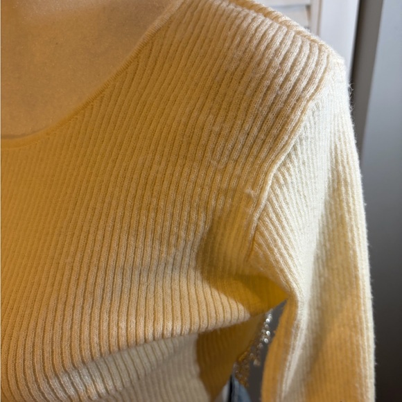 Zara Cream Crop Sweater with Silver Beading - Picture 3 of 7
